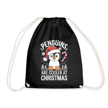 Pinguine Sind Cooler An Weihnachten - Penguin - Turnbeutel - Schwarz - Vorne