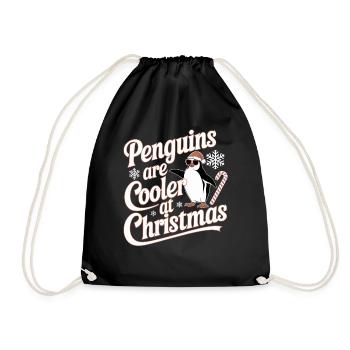 Pinguine Sind Cooler Zu Weihnachten - Turnbeutel - Schwarz - Vorne