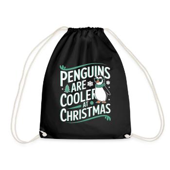 Pinguine Sind Cooler Zu Weihnachten - Turnbeutel - Schwarz - Vorne