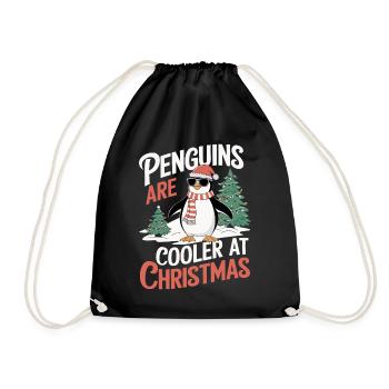 Penguins Are Cooler For Christmas - Penguin - Drawstring Bag - black - Front
