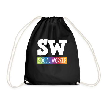 SW Sozialarbeiter Regenbogen - Turnbeutel - Schwarz - Vorne