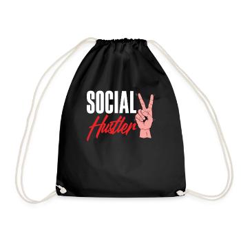 Social Hustler Peace Sign Style - Drawstring Bag - black - Front
