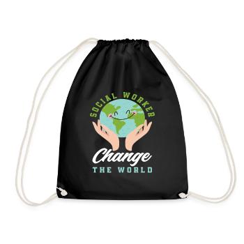 Just a cool social worker - Drawstring Bag - black - Front