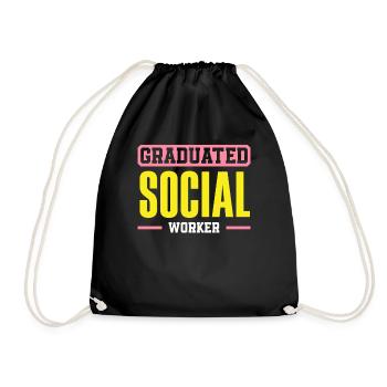 Graduated Social Worker Stolz Zeigen - Turnbeutel - Schwarz - Vorne