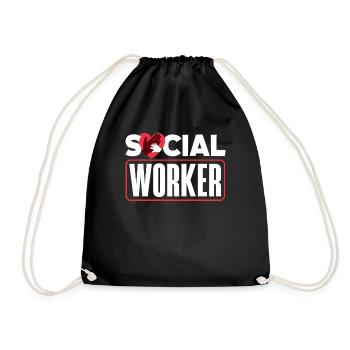 Social worker heart hand icon - Drawstring Bag - black - Front