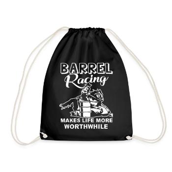 Barrel Racing Makes Life More Worthwhile - Drawstring Bag - black - Front