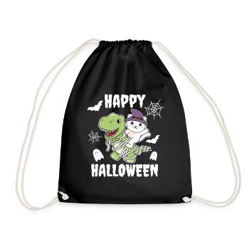 Cat Happy Halloween T-Rex Mummy Costume - Drawstring Bag - black - Front
