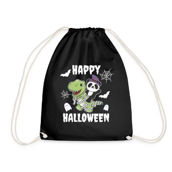 Panda Happy Halloween T-Rex Mummy Costume - Drawstring Bag - black - Front