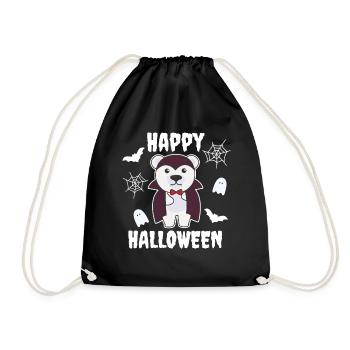 Polar Bear Happy Halloween Cute Vampire Costume - Drawstring Bag - black - Front