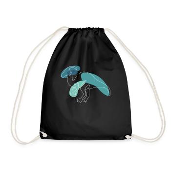 Lineart Parasaurolophini Hadrosauridae Lover - Drawstring Bag - black - Front