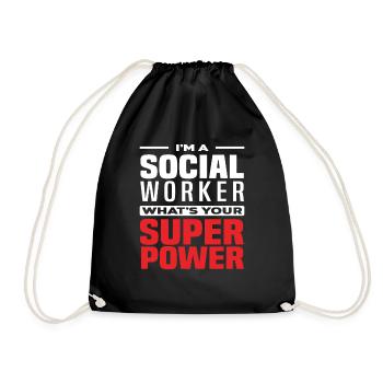 Ich Bin Sozialarbeiterin Was Ist Deine Superkraft - Turnbeutel - Schwarz - Vorne