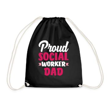 Proud social worker dad - Drawstring Bag - black - Front