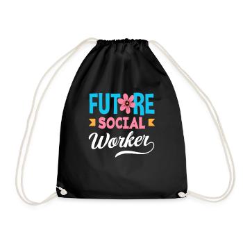 Future social worker with flower - Drawstring Bag - black - Front