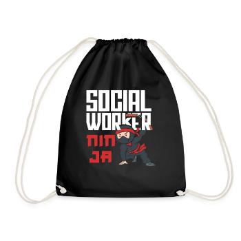 Sozialarbeiter Ninja Krieger Design - Turnbeutel - Schwarz - Vorne