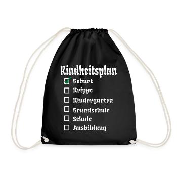 Krippe Kind Kita Kindergarten Geschenk - Turnbeutel - Schwarz - Vorne