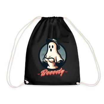 Lustiges retro Halloween Geisterspaß mit Booty - Turnbeutel - Schwarz - Vorne