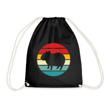 Retro Sunset Capybara - Drawstring Bag - black - Front