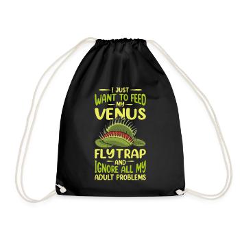 Venusfliegenfalle Karnivore Pflanze Design - Turnbeutel - Schwarz - Vorne