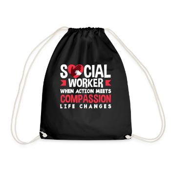 Social workers when action lives with compassion - Drawstring Bag - black - Front