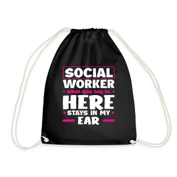 Social worker What you say here stays in my - Drawstring Bag - black - Front