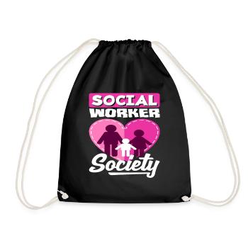 Social Worker Society Heart Family - Drawstring Bag - black - Front