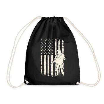Soldat et drapeau des États-Unis – Journée des anciens combattants et 4 juillet - Sac de sport léger - noir - Devant