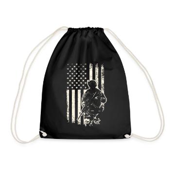 Soldat et drapeau des États-Unis – Journée des anciens combattants du 4 juillet - Sac de sport léger - noir - Devant