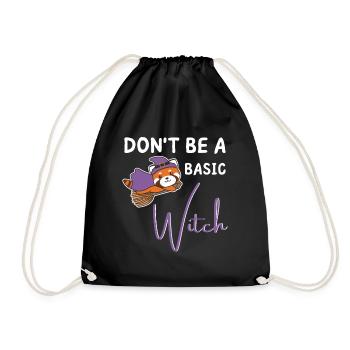 Rote Panda Halloween Hexen don't be a basic witch - Turnbeutel - Schwarz - Vorne