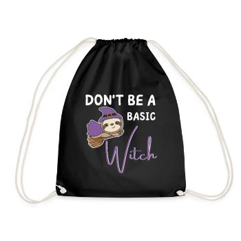 Faultier Halloween Hexen don't be a basic witch - Turnbeutel - Schwarz - Vorne