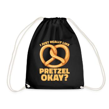 Bretzel Brezeln Bäcker Backwaren - Turnbeutel - Schwarz - Vorne