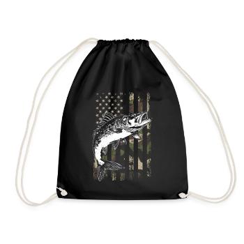 Walleye camo American flag - Turnbeutel - Schwarz - Vorne