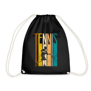 Funny Tennis Player Racket Retro - Turnbeutel - Schwarz - Vorne