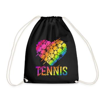 Funny Tennis Player Racket Heart - Turnbeutel - Schwarz - Vorne