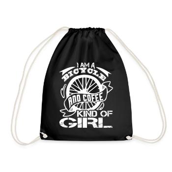 Bicycle And Coffee Kind Of Girl - Drawstring Bag - black - Front