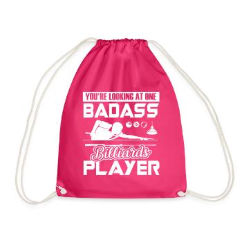 Funny Badass Billiards Player - Drawstring Bag - fuchsia - Front