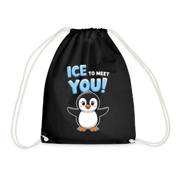 Pinguin Illustration Wortspiel Lustig Begrüßung - Turnbeutel - Schwarz - Vorne