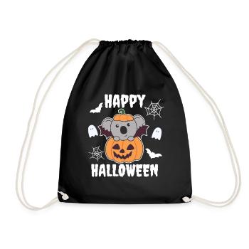 Koala Happy Halloween Pumpkin Bat Costume - Drawstring Bag - black - Front