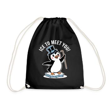 Pingouin avec chapeau haut de forme drôle - Sac de sport léger - noir - Devant