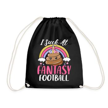 Ich sauge bei Fantasy Football Lustiger Einhorn Fußball - Turnbeutel - Schwarz - Vorne