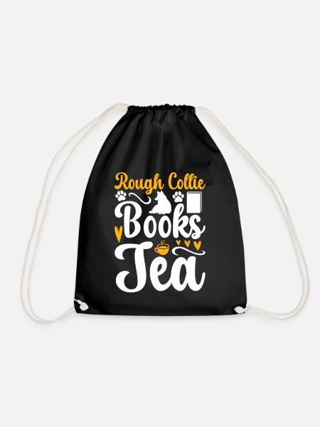 Rough Collie Books Tea - Rough Collie - Drawstring Bag - black