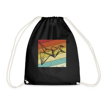 Rétro pliant hibou grue en papier maître origami - Sac de sport léger - noir - Devant