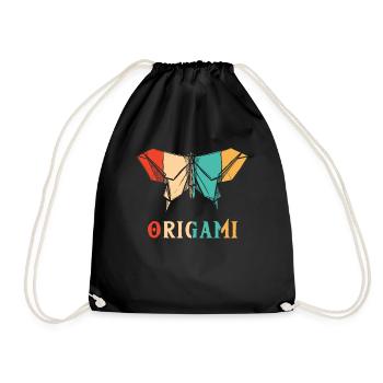 Rétro pliant hibou grue en papier maître origami - Sac de sport léger - noir - Devant