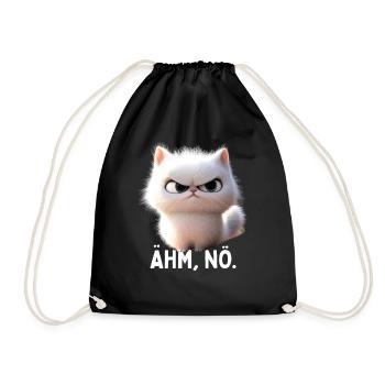 Ähm Nö Katze Nein No Faulenzer Neinsagen Katzen - Turnbeutel - Schwarz - Vorne