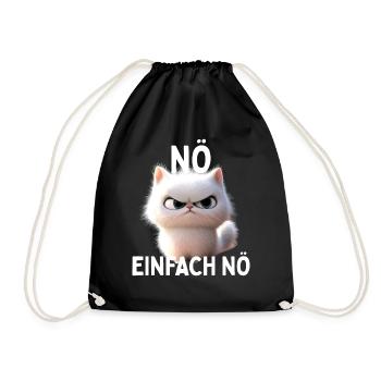 Nö Einfach Nö Katze Nein Faul Neinsager Katzen - Turnbeutel - Schwarz - Vorne