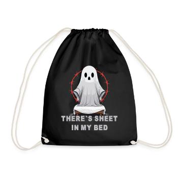 Halloween Ghost Humor in Bed - Drawstring Bag - black - Front