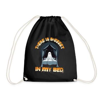 Halloween Ghost Humor in Bed - Drawstring Bag - black - Front