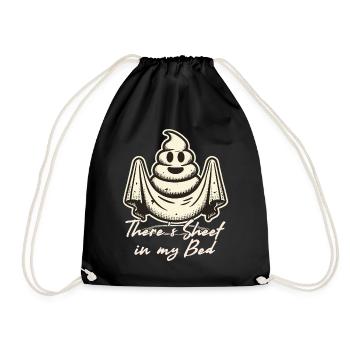 Halloween Ghost Humor in Bed - Drawstring Bag - black - Front