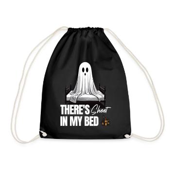Funny Halloween Saying: There's Sheet In My Bed - Drawstring Bag - black - Front