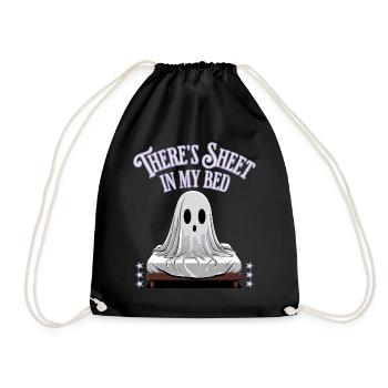 Halloween Sheet In Bed Funny Saying - Drawstring Bag - black - Front