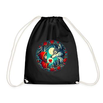Conte de fées Le petit chaperon rouge Loup Cœur d’enfant Bien-être animal - Sac de sport léger - noir - Devant